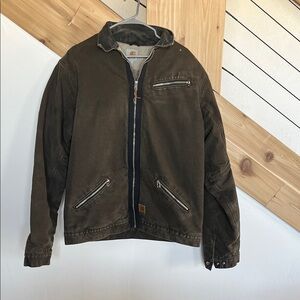 CARHARTT J297 DUCK SHERPA LINED BROWN JACKET MENS SIZE L TALL *rare*